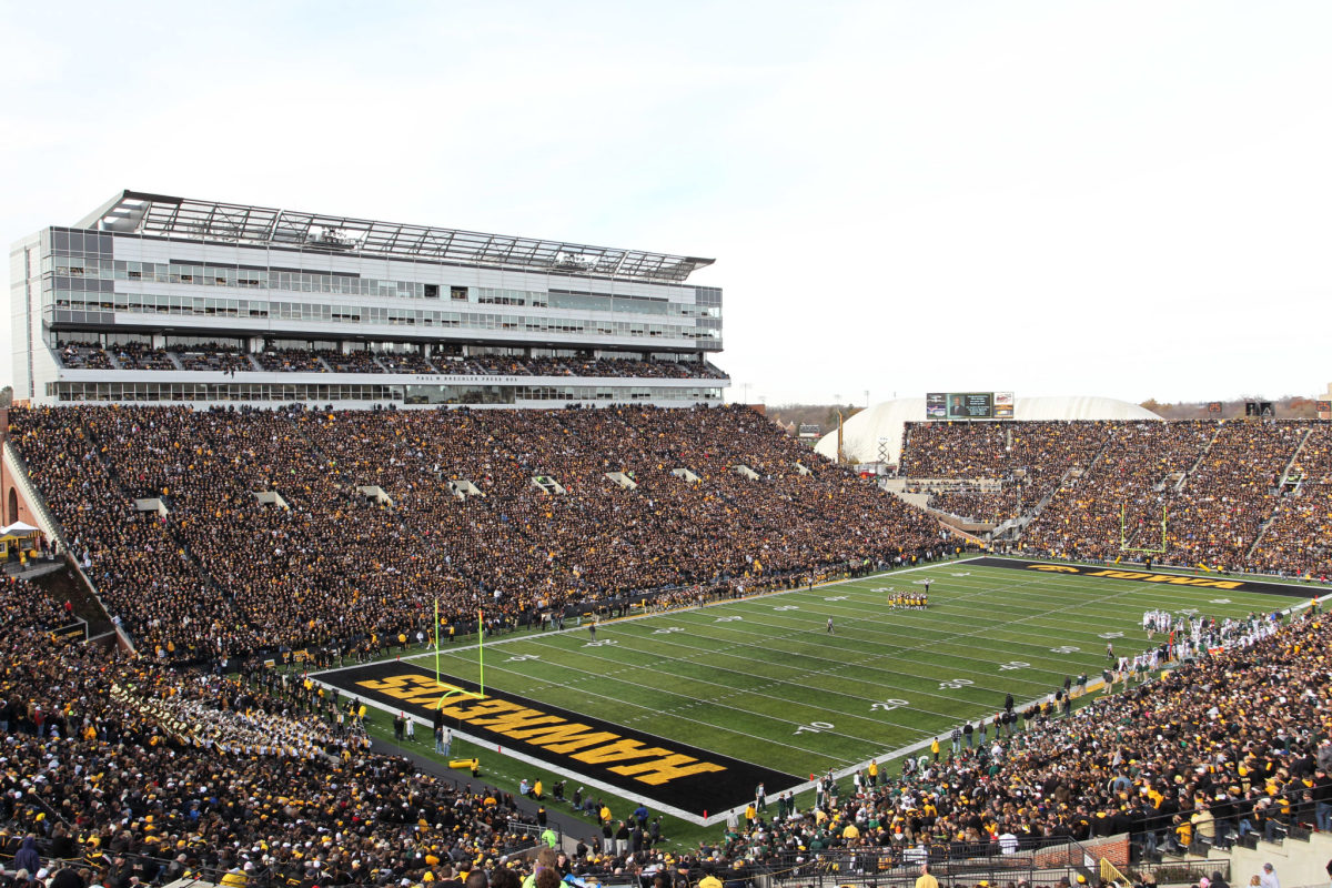 A general view of the Iowa Hawkeyes football stadium.