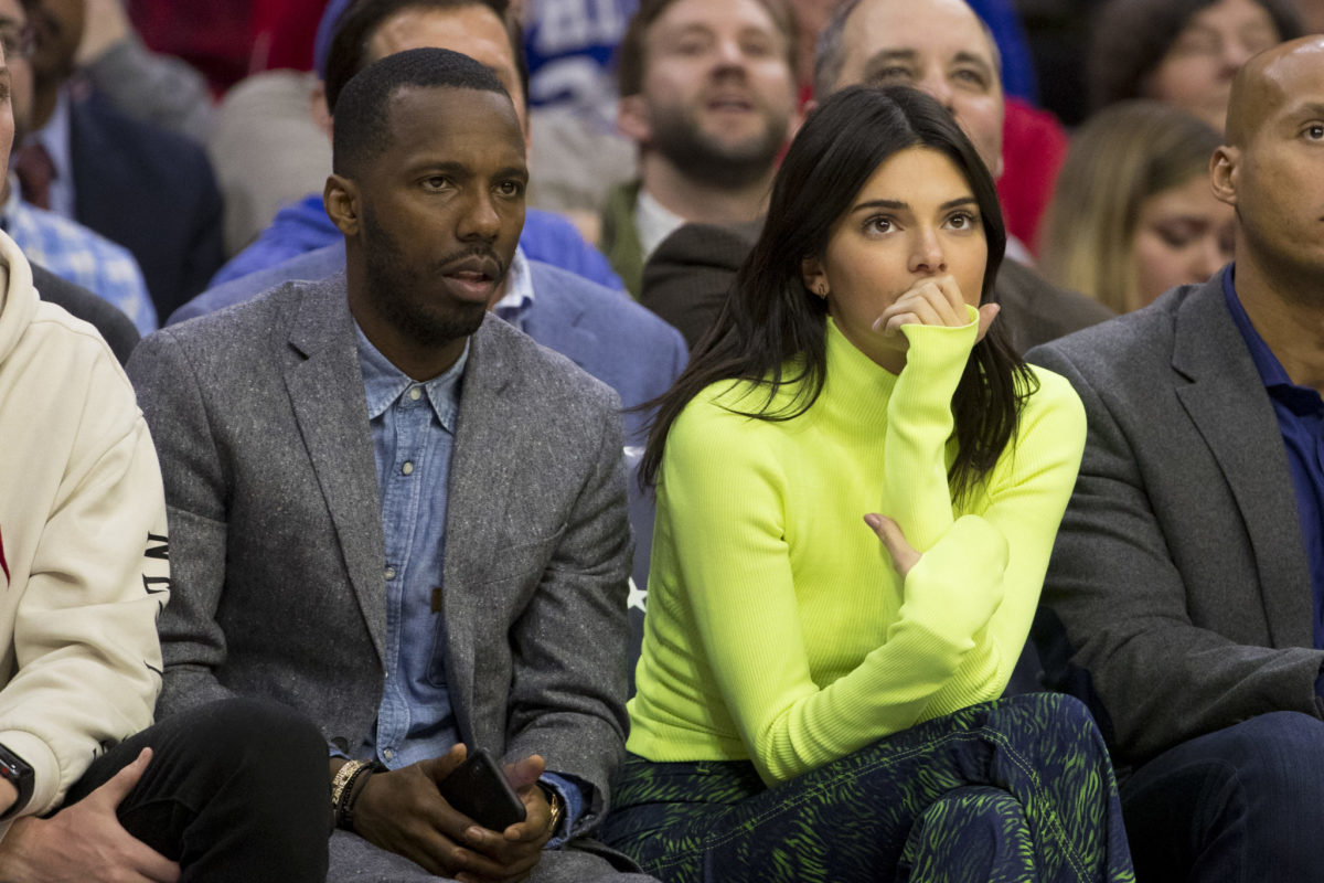 kendall jenner watches a philadelphia 76ers game