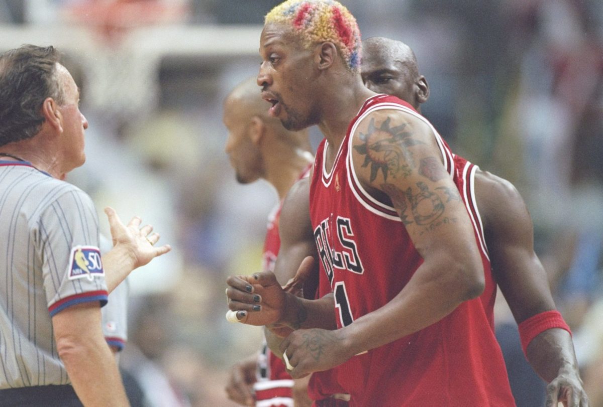 Dennis Rodman and Michael Jordan on the Bulls