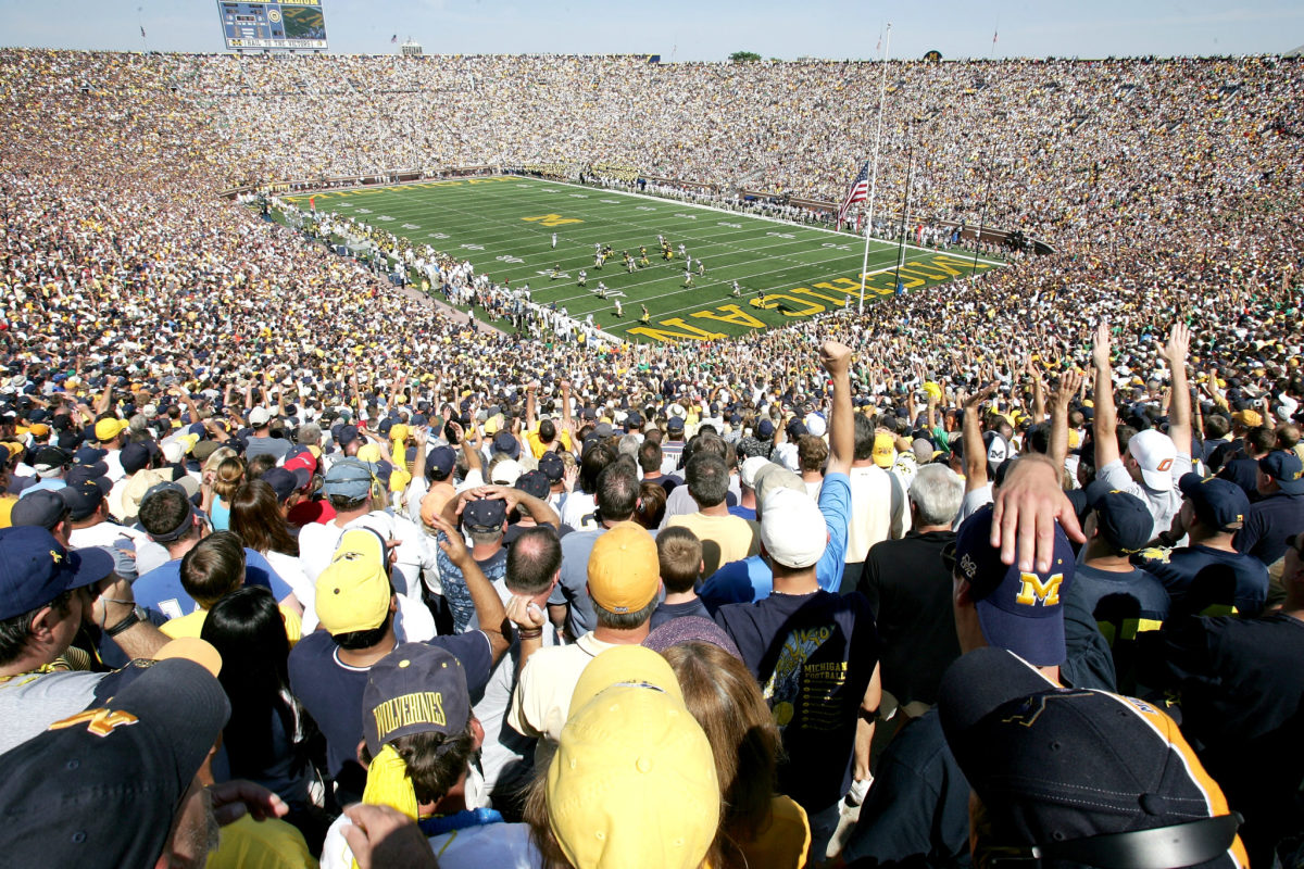 A general view of Michigan Stadium during a sold out game.