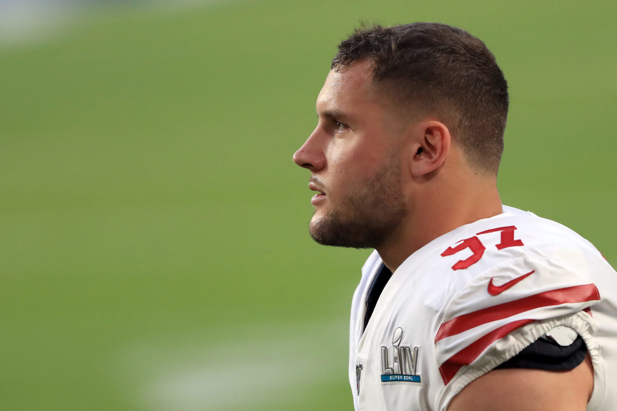 Nick Bosa reacts to the 49ers' Super Bowl loss.