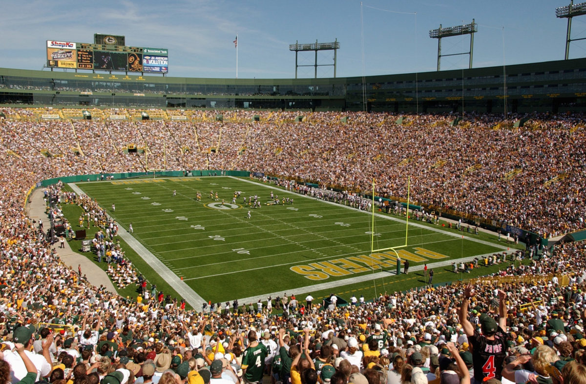 A general view of the Green Bay Packers stadium.