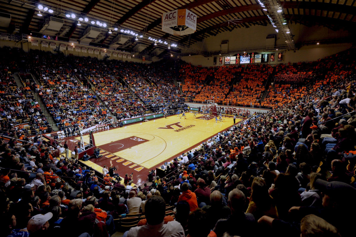 A shot of the crowd for the Duke vs. Virginia Tech basketball game.