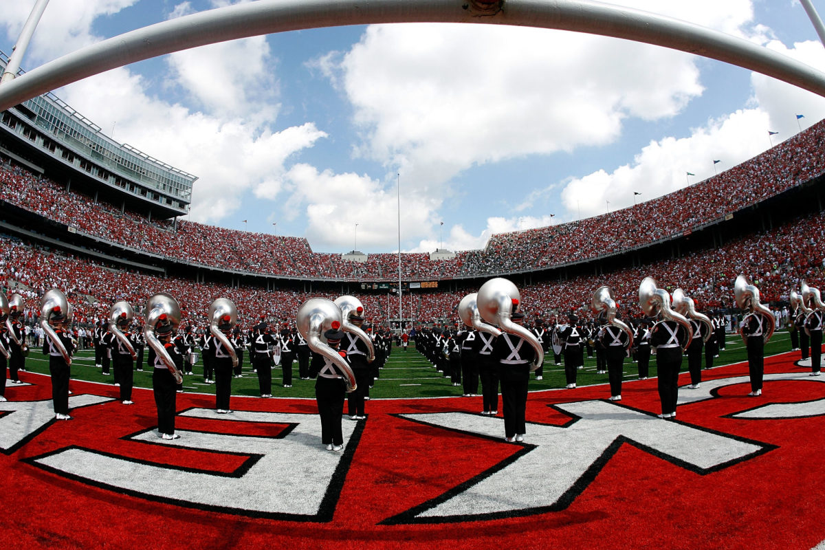 Ohio State's band does a performance against Ohio.