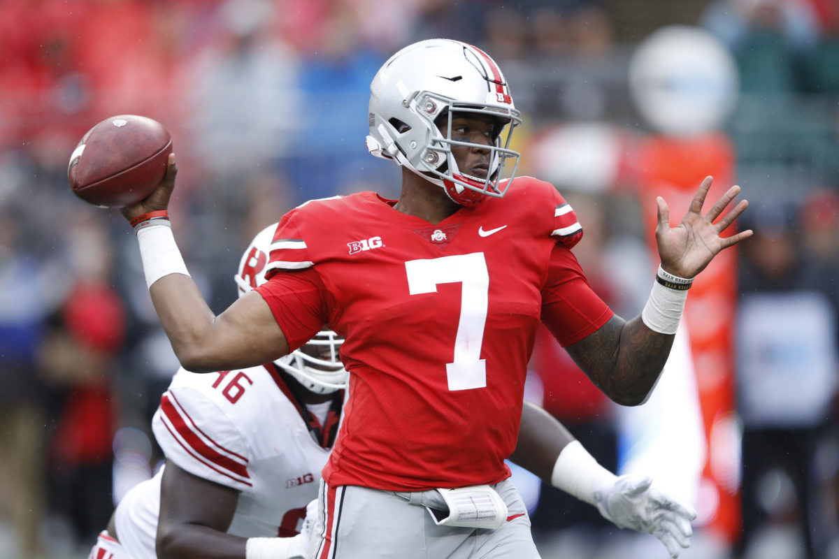 Dwayne Haskins throws a pass for Ohio State.