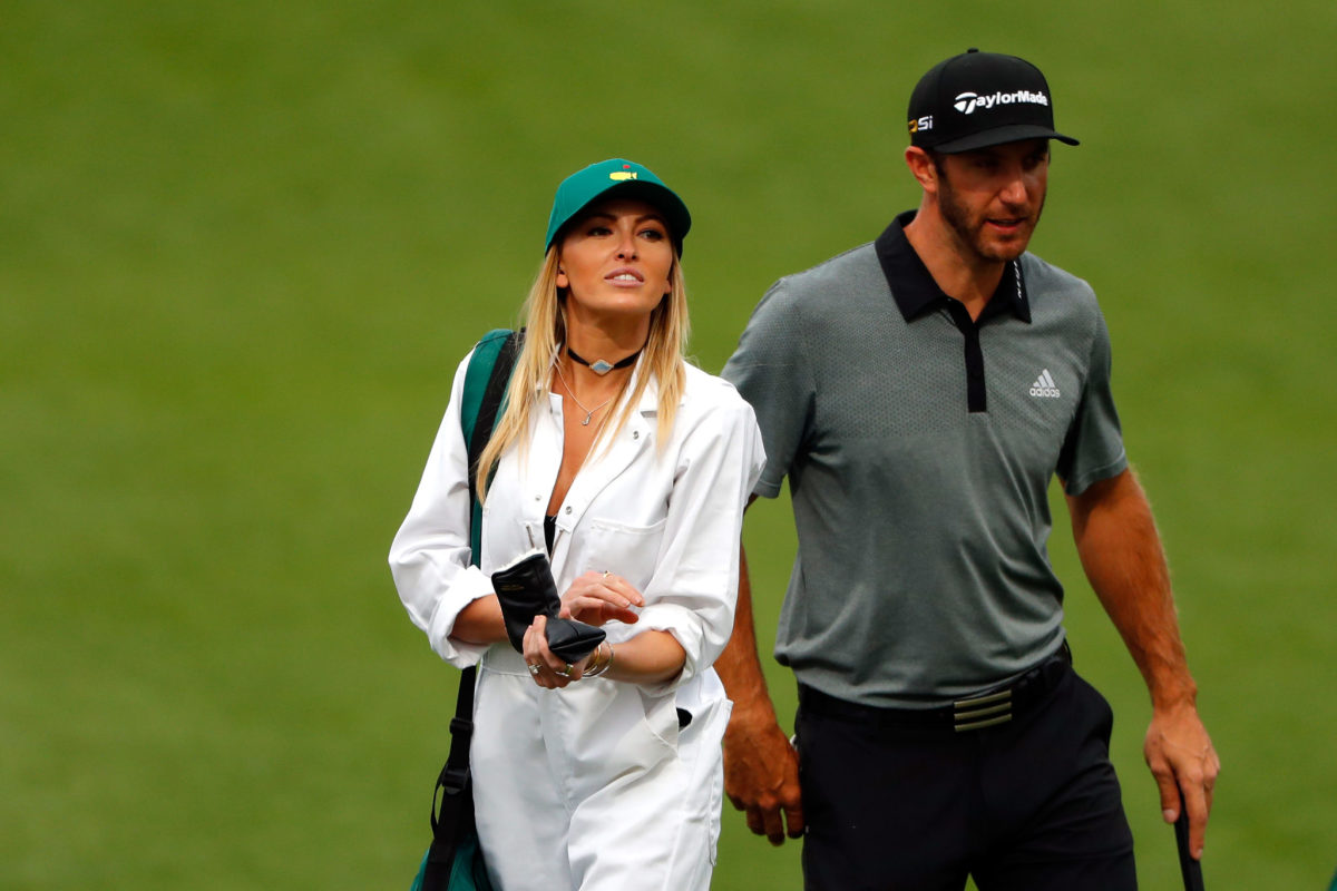 Paulina Gretzky in a caddie outfit at the Masters.