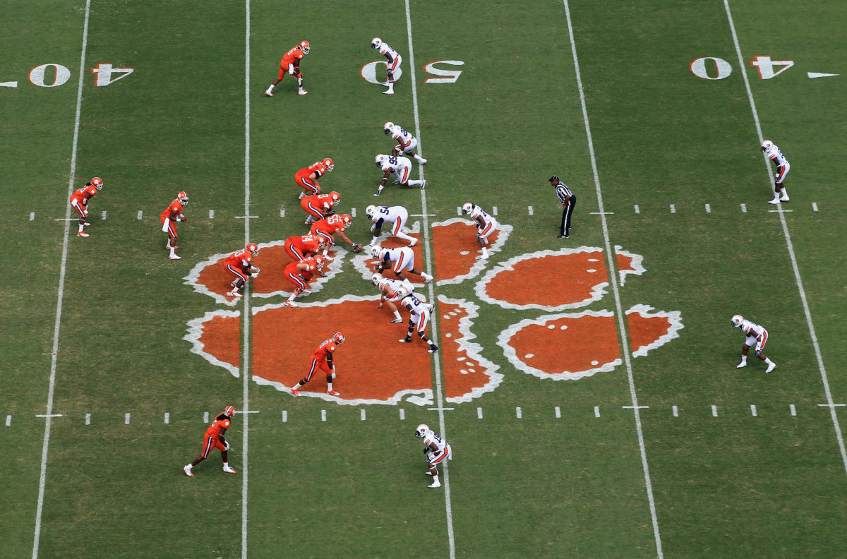 A general view of a game being played between Clemson and Auburn.