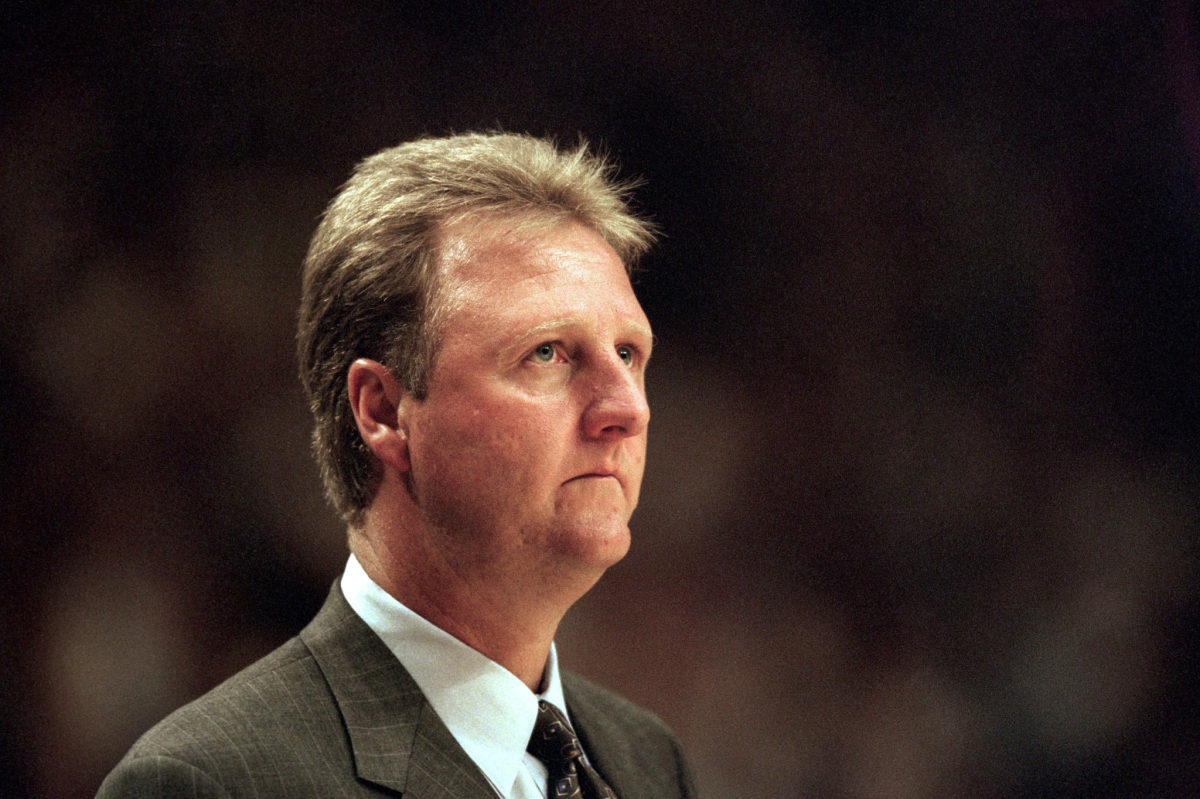 Larry Bird on the sideline for the Pacers.