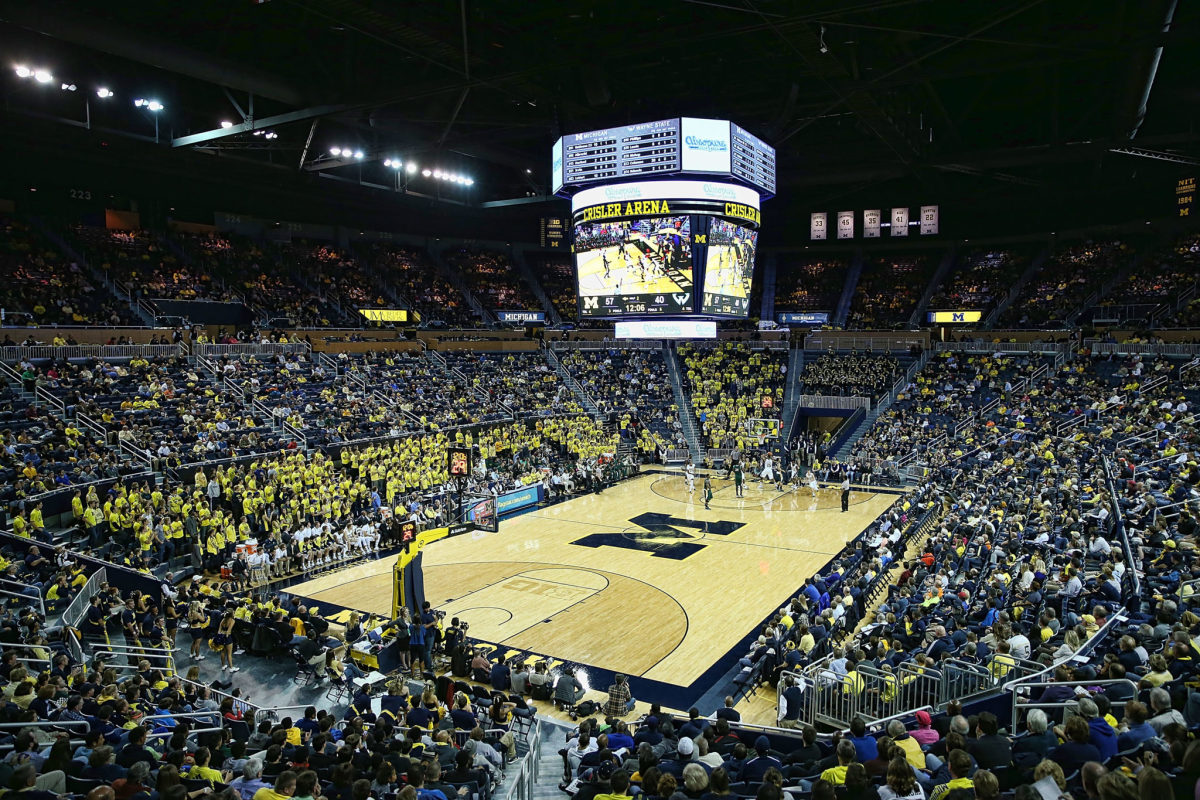 A general view of Michigan's basketball arena during a game.