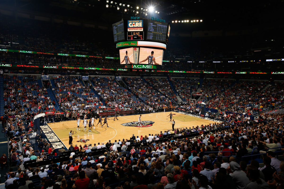 a general view of a new orleans pelicans game