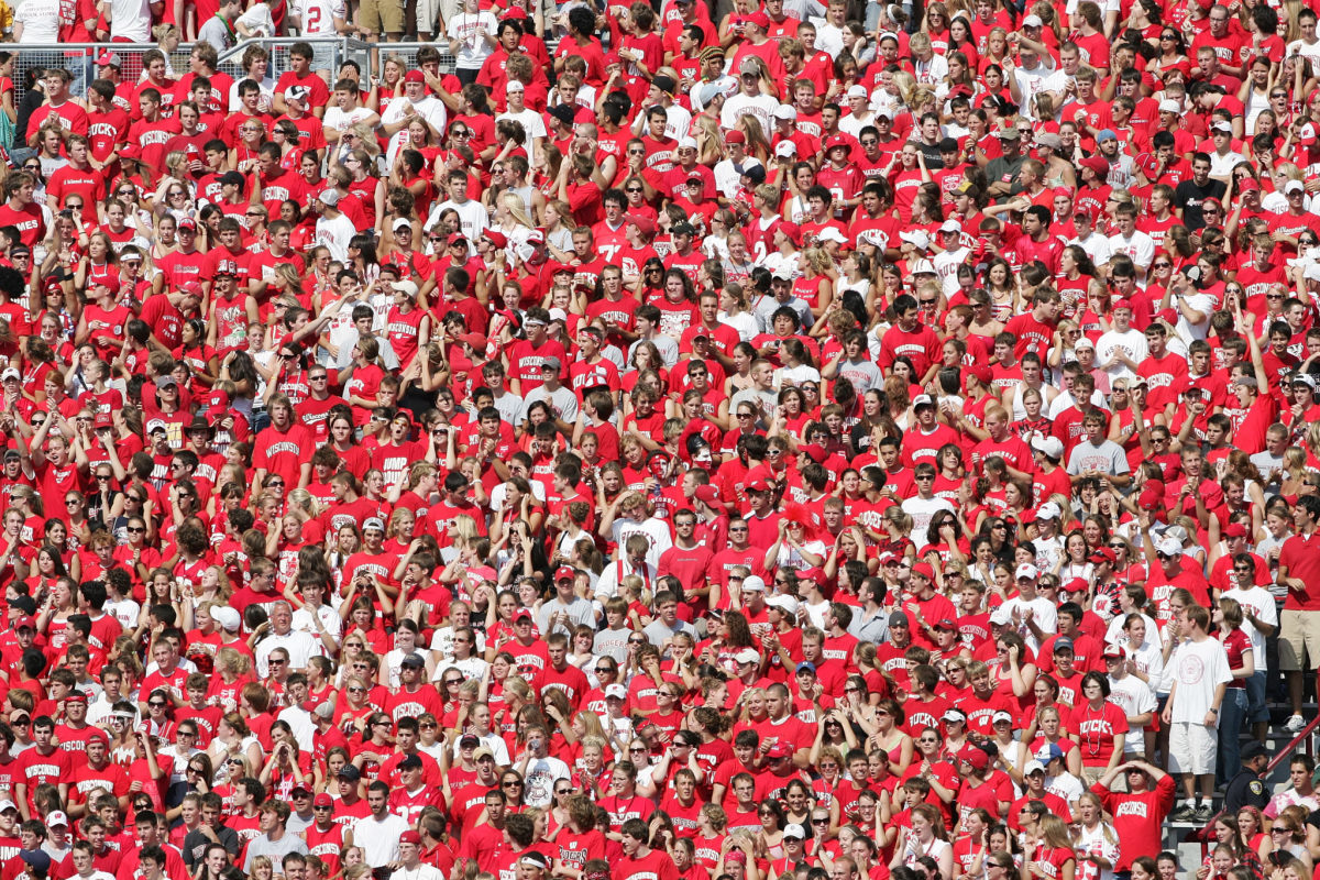 Wisconsin football fans pack the stands for a game.