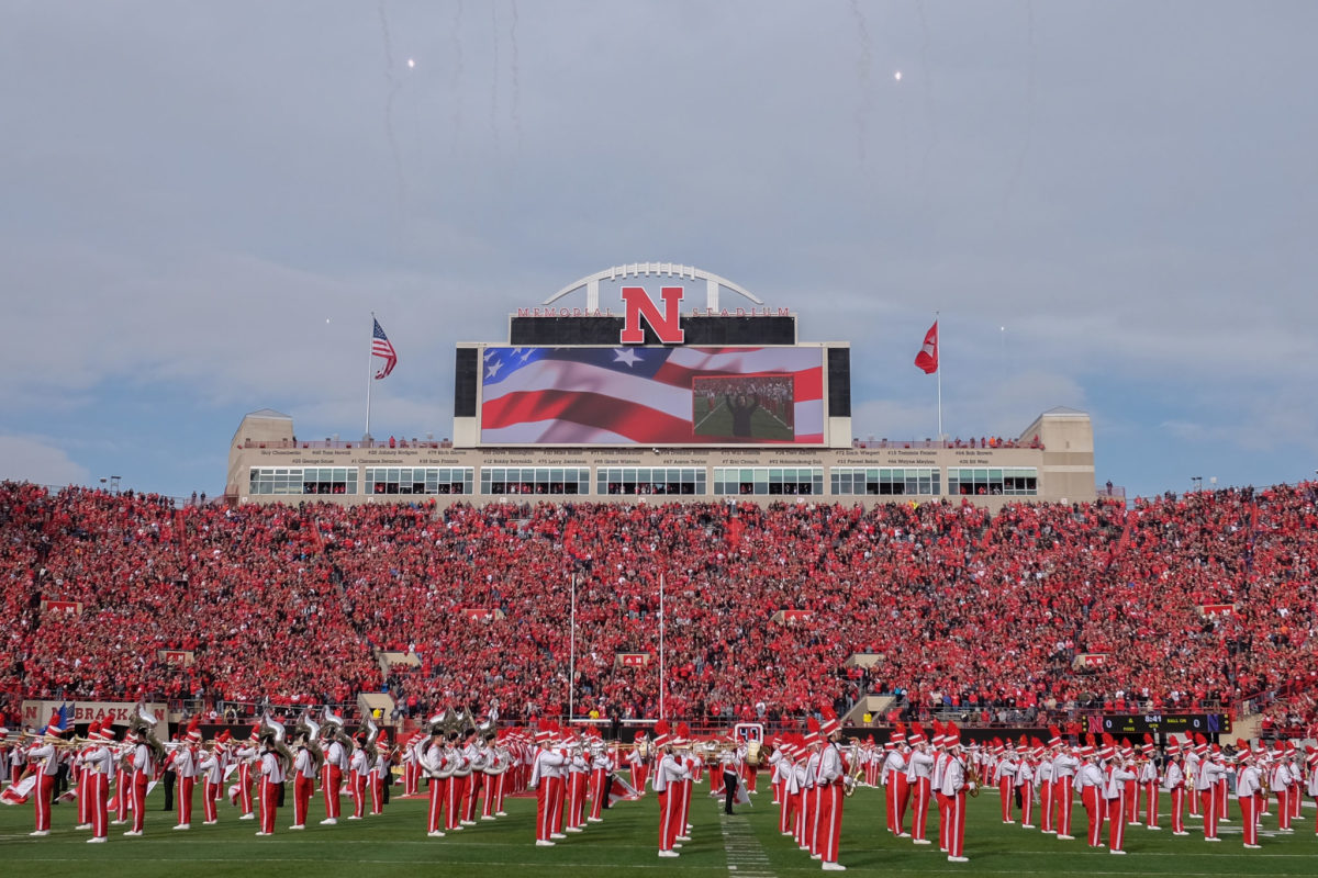 Nebraska's band performs during game.