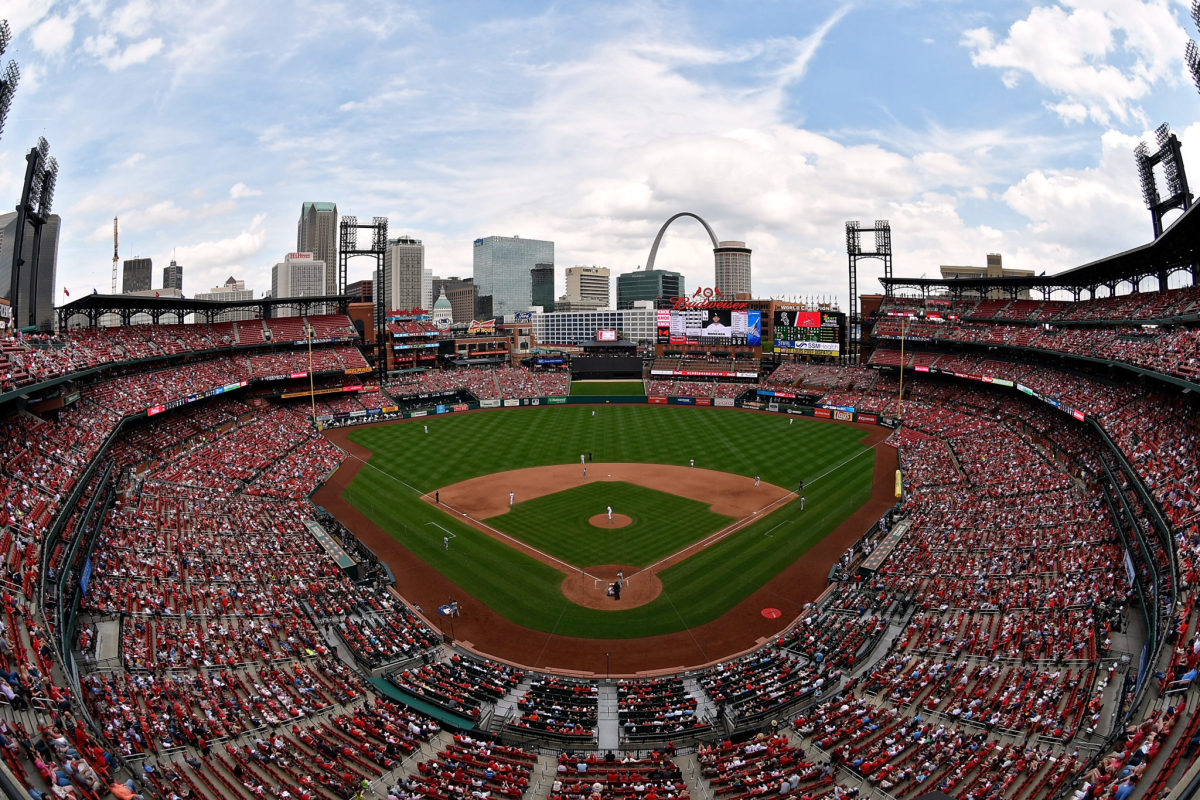A general view of Busch Stadium during a Cardinals game.