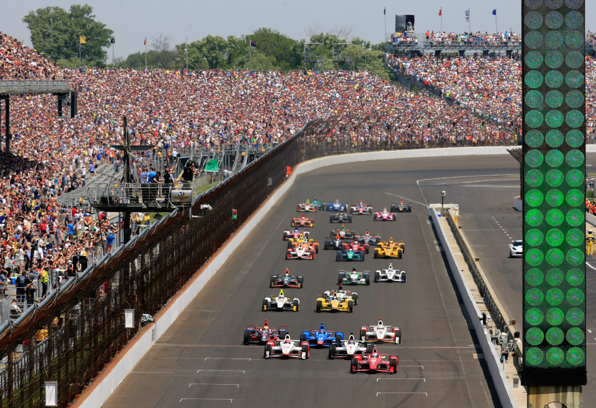 a wide shot of the indy 500