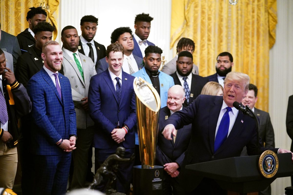 LSU football team visits the White House.