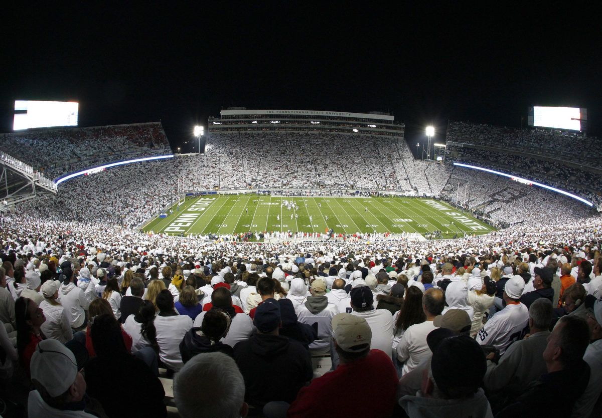 Long shot of Beaver Stadium for a "White Out" at Penn State.