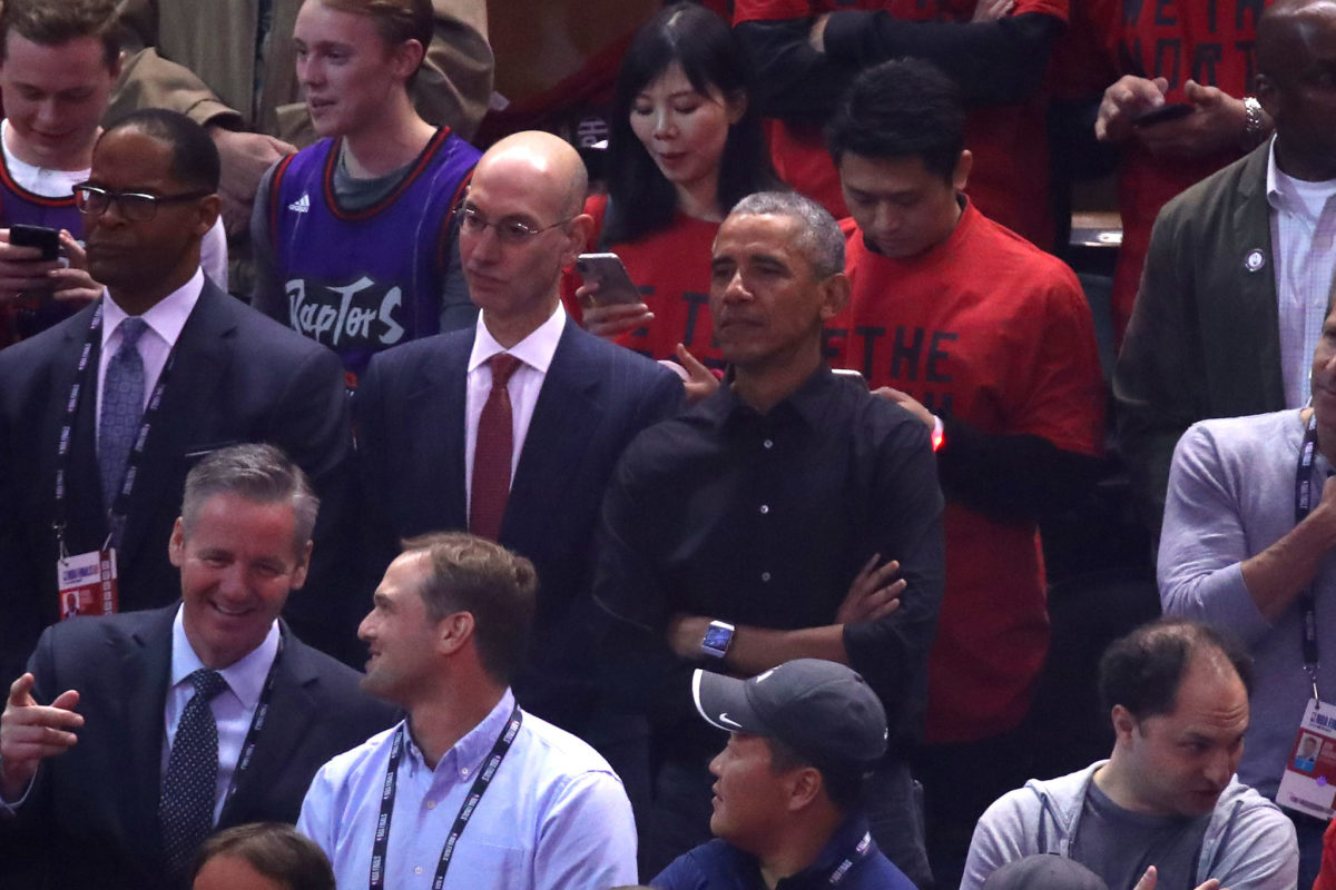 president obama and adam silver at nba finals