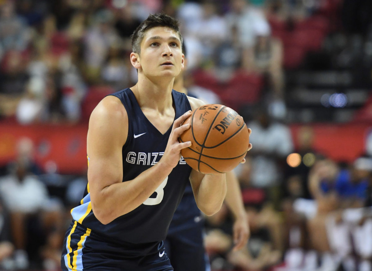 Grayson Allen sets for a free throw in Summer League.