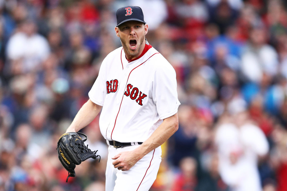 Chris Sale is pumped up after a strikeout.