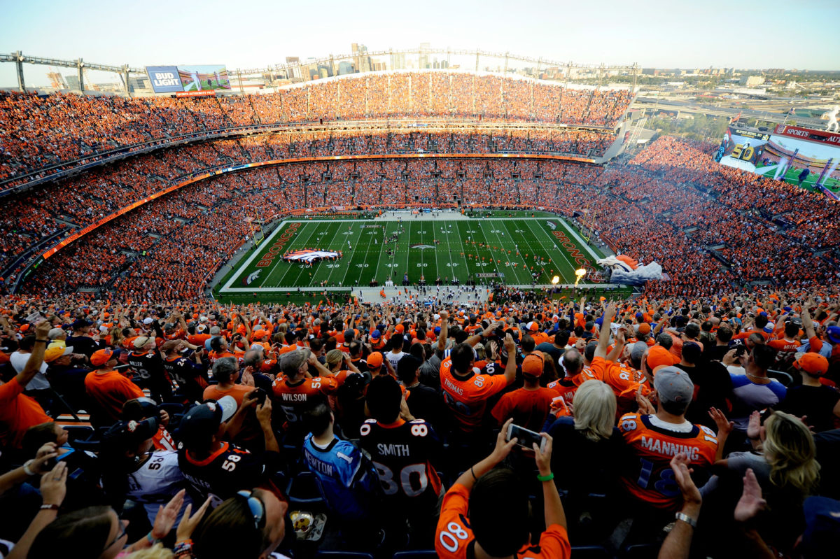 A general view of the Denver Broncos stadium.
