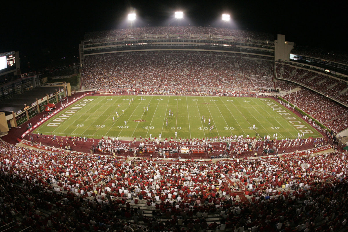 A general view of SEC program Arkansas football field.