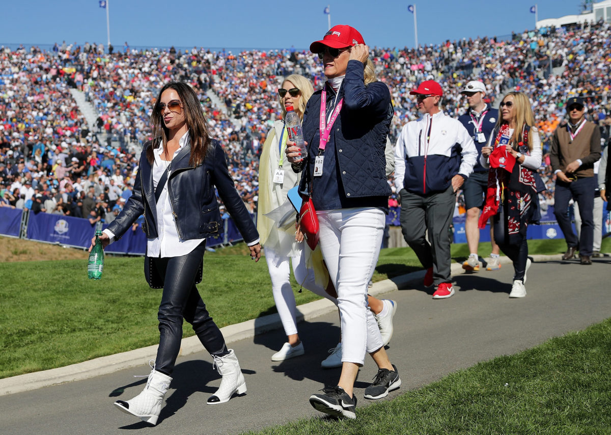 Tiger Woods' girlfriend walking.
