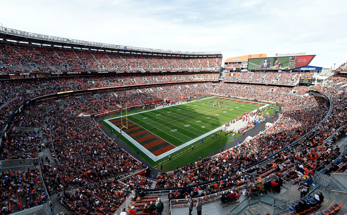 A general view of the Cleveland Browns stadium.