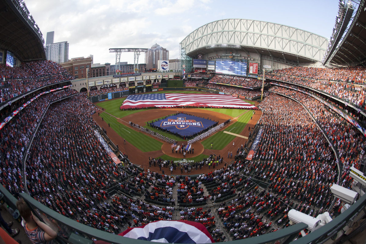 A general view of the Houston Astro's stadium on opening day.