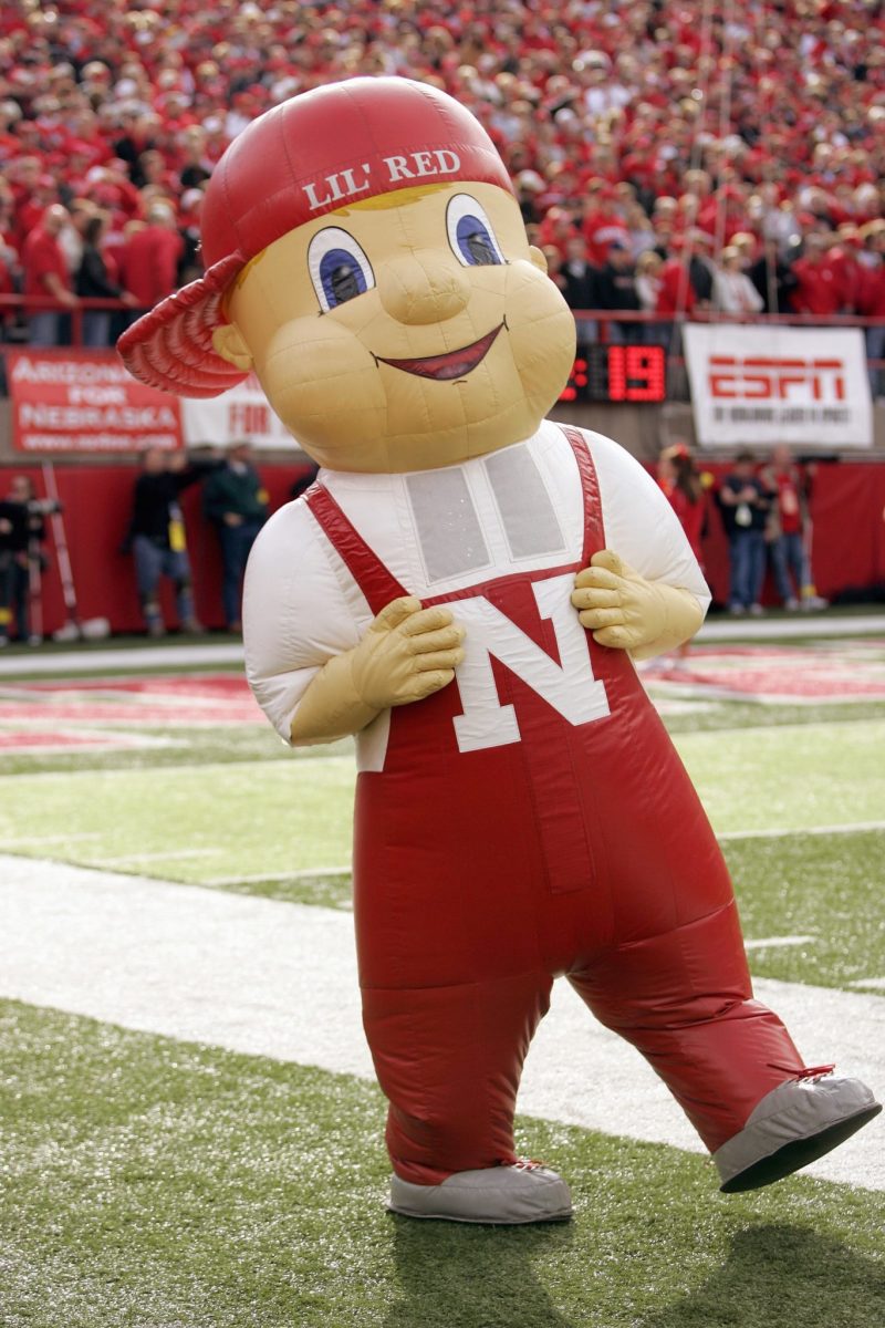 A photo of Nebraska's Little Red mascot during a game.