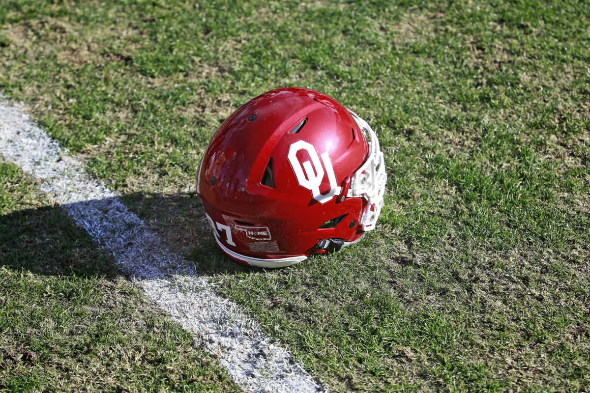 An Oklahoma Sooners helmet.