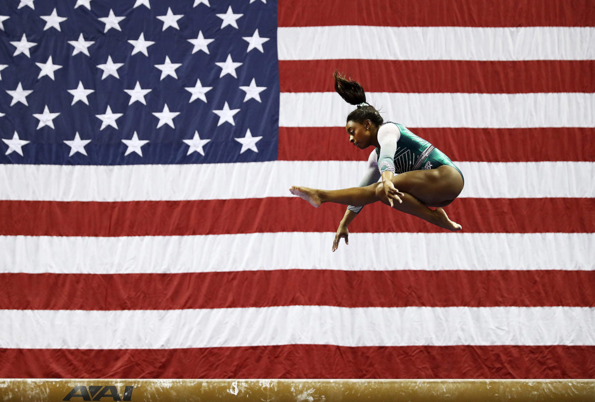 Simone Biles at the U.S. Gymnastics Championships in Kansas City.