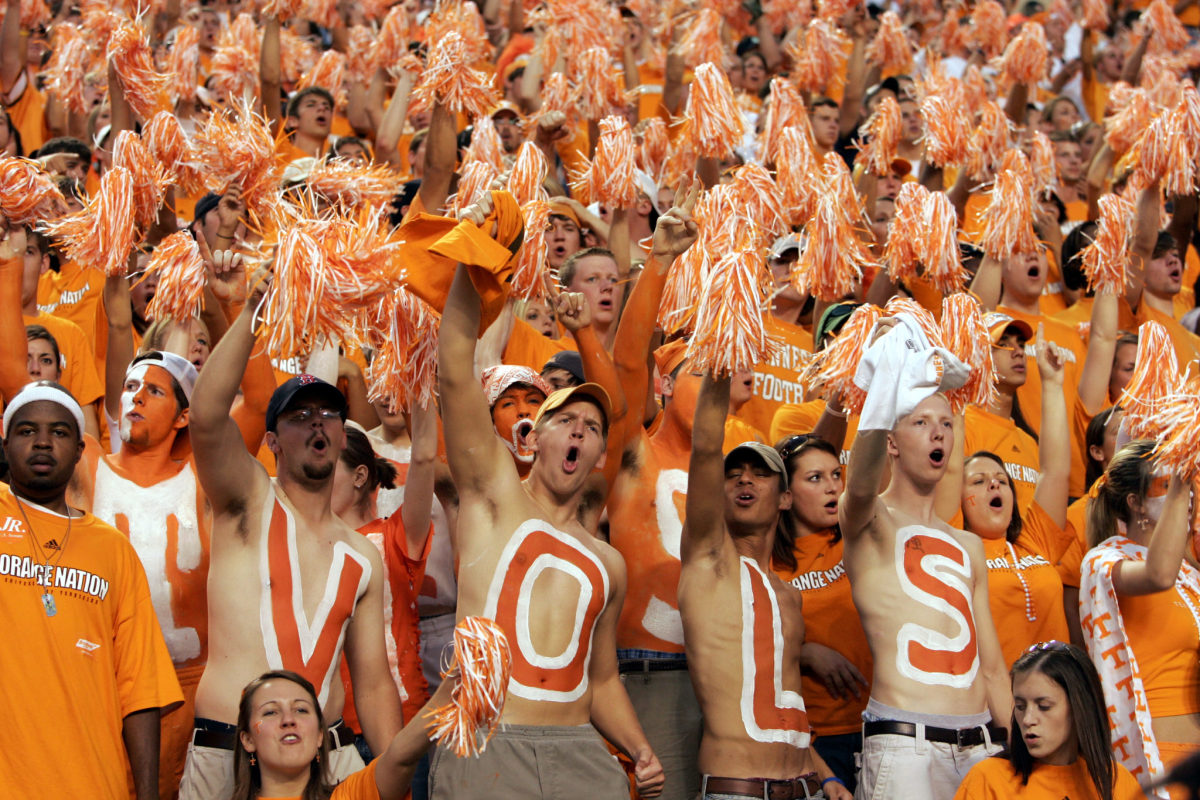 Tennessee fans cheer in support during a game.