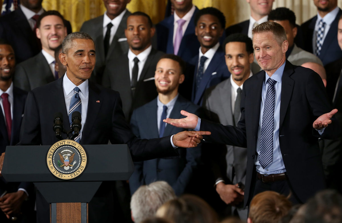 The Golden State Warriors meet with President Barack Obama.