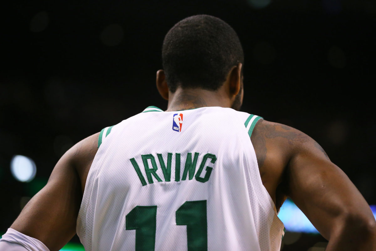 A picture of Kyrie Irving from behind.