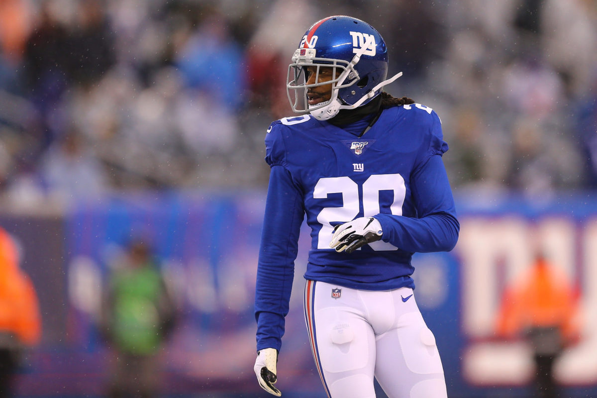 Janoris Jenkins on the field for the New York Giants.