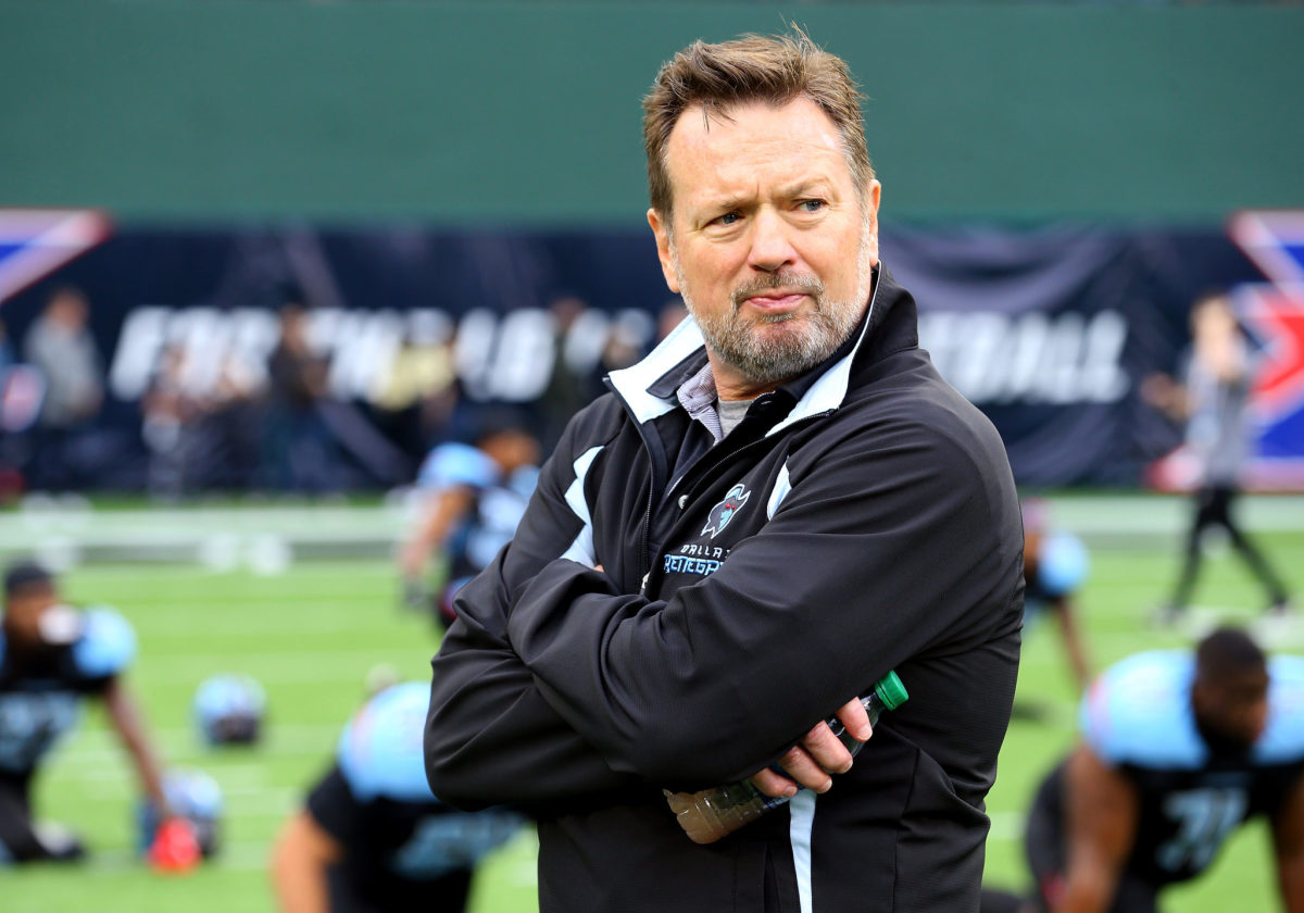 Dallas Renegades head coach Bob Stoops before his first XFL game.