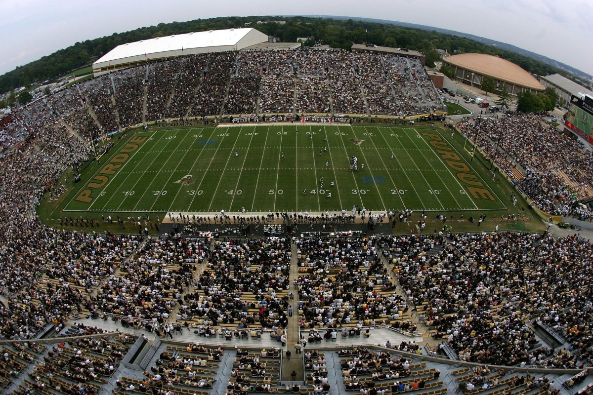 A general view of play between the Central Michigan Chippewas and the Purdue Boilermakers at Ross-Ade Stadium.