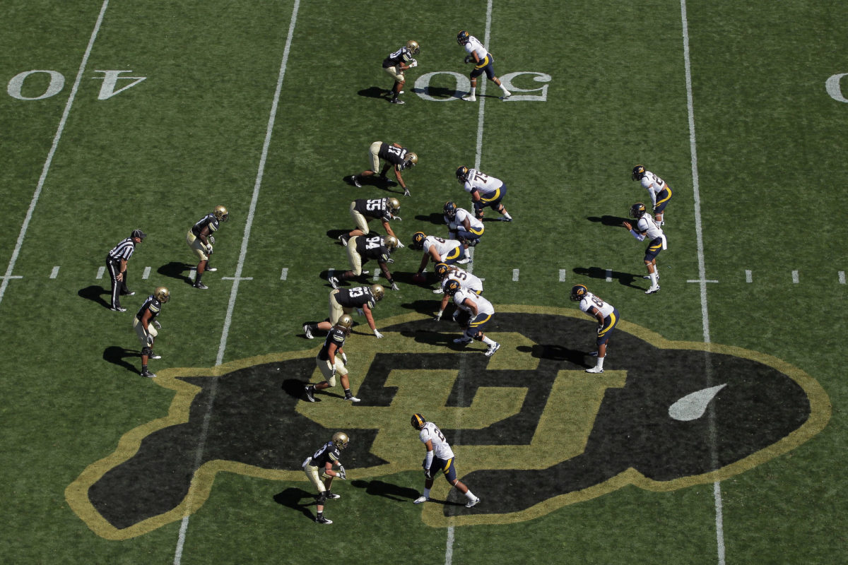 A general view of a football game being played between Colorado and Cal.