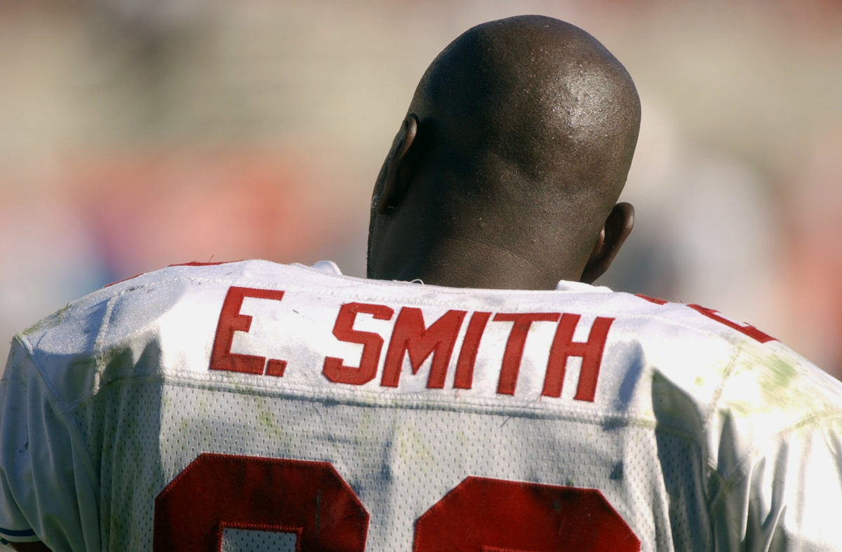 Emmitt Smith suiting up for the Arizona Cardinals.