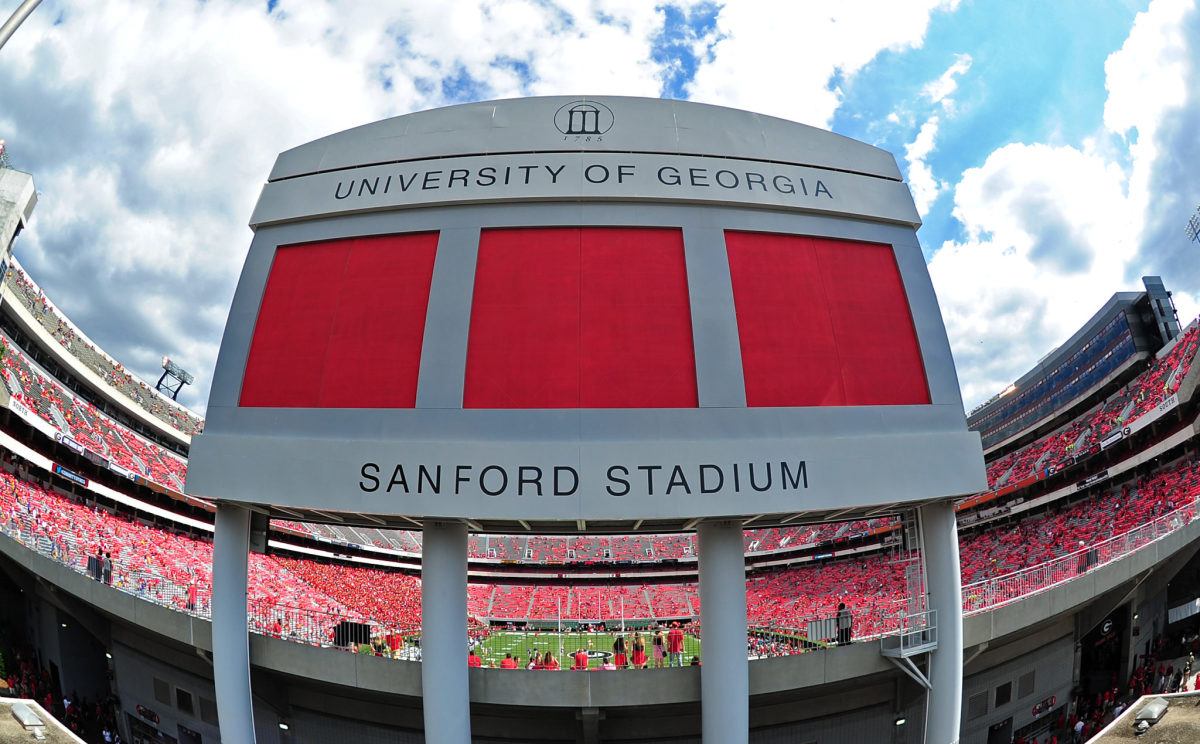An exterior view of Georgia's football stadium.