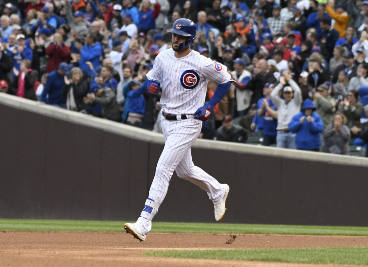 Kris Bryant hits a home run for the Cubs.