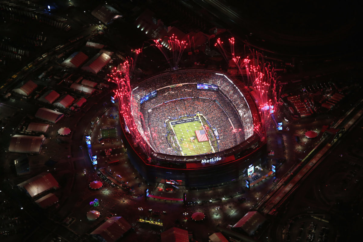 an overview of the super bowl stadium in east rutherford
