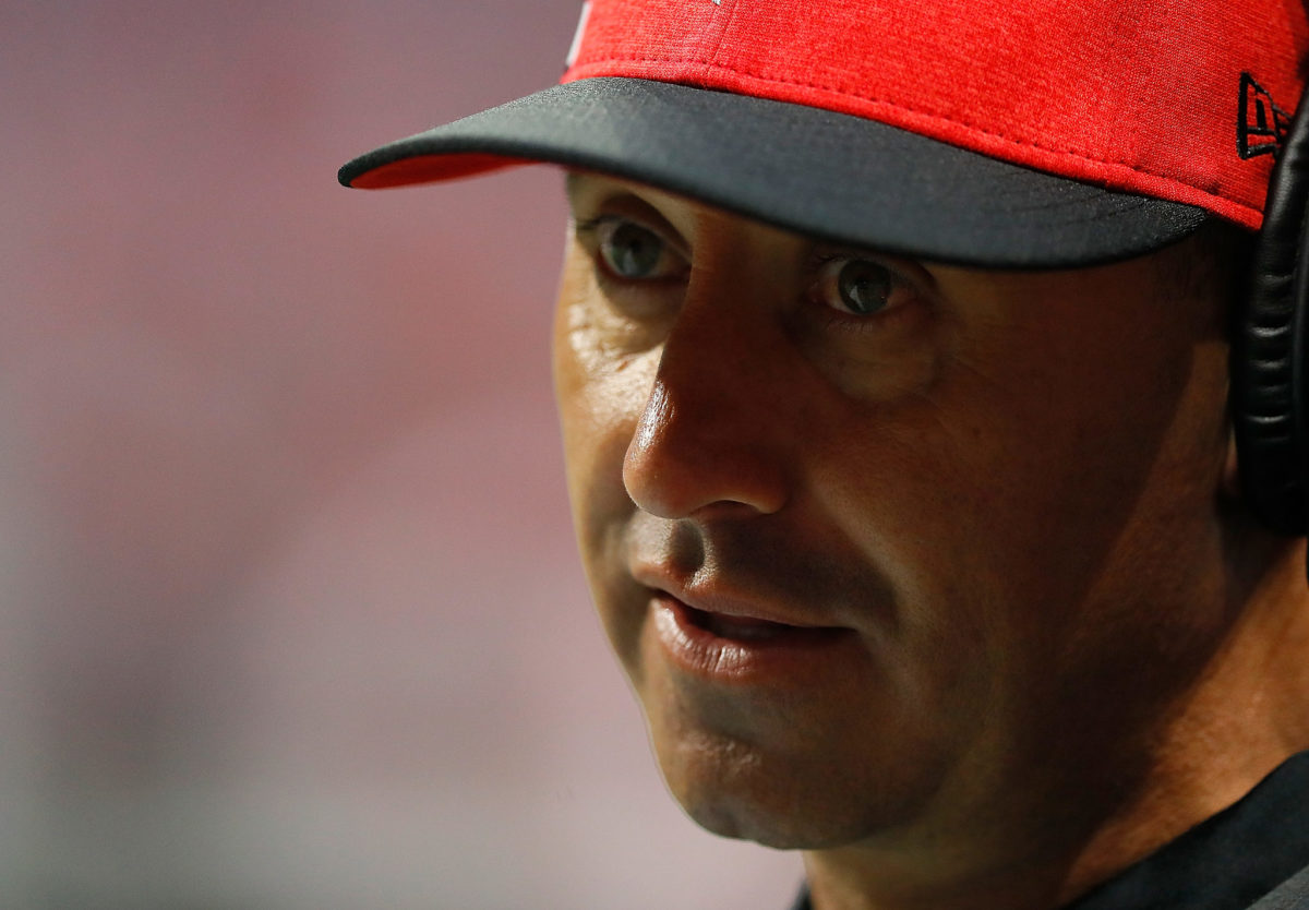 steve sarkisian looks onto the field during a game against atlanta. He is now with Texas football as head coach.