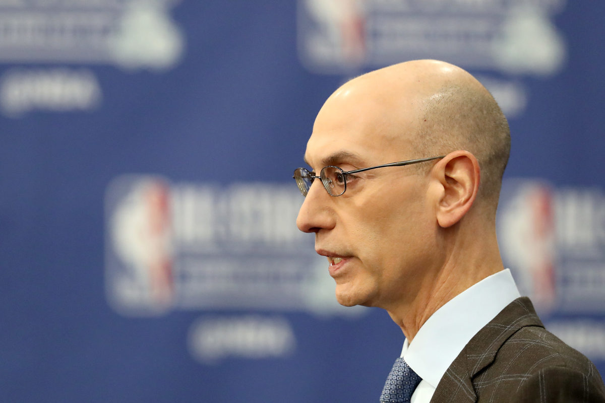A closeup of NBA commissioner Adam Silver.