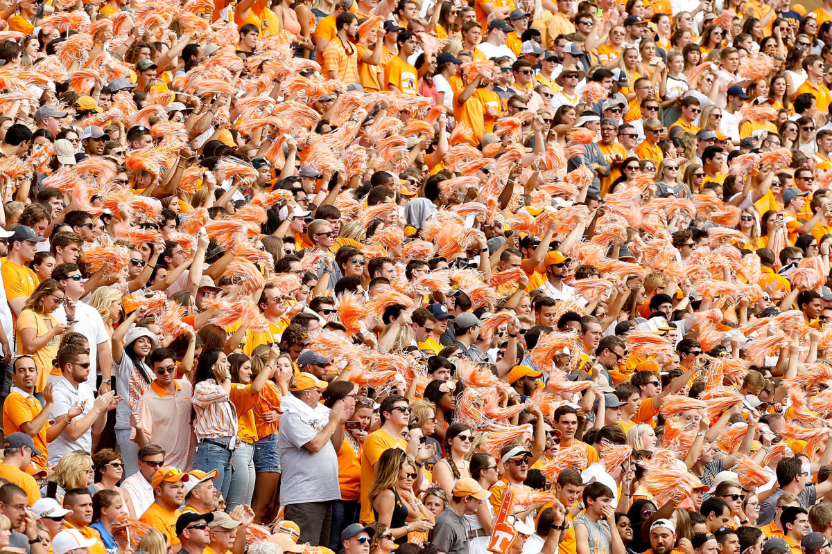 Tennessee football fans cheering.