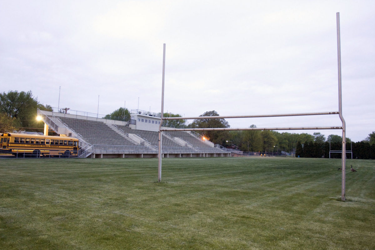 a shot of a high school football field in new jersey