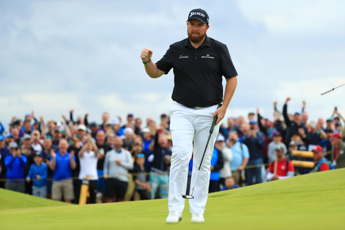 Shane Lowry reacts to his putt at The Open Championship.