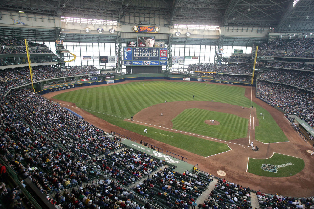 A general view of the Milwaukee Brewers stadium.