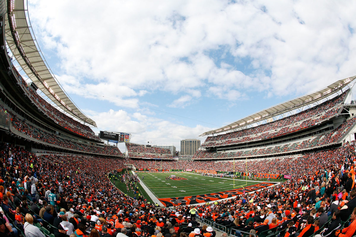 A general view of the Cincinnati Bengals stadium.