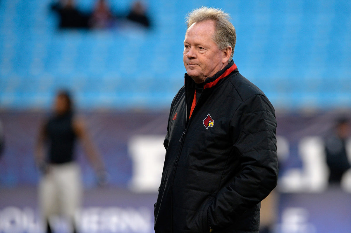 Bobby Petrino ahead of a game for Louisville.